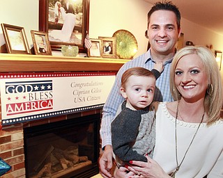 William D. Lewis the Vindicator Chip gilea, his wifeBrandy Gilea and son Luca, 16 months in their Canfield home. Chip recently became a US citizen.