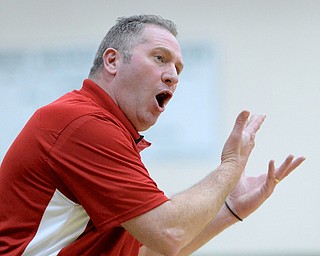Jeff Lange | The Vindicator  Niles' head coach Doug Foster reacts to a call made by an official during his team's matchup with the West Branch Lady Warriors, Monday, February 23, 2015.
