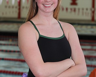 Canfield High School senior Sarah Heaven poses for a picture during practice at the Youngstown State University Natatorium on Tuesday afternoon.  Dustin Livesay  |  The Vindicator  2/17/15  YSU.