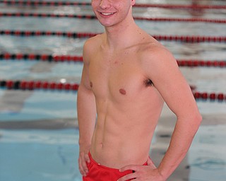 Canfield High School senior Kyle Anderson poses for a picture during practice at the Youngstown State University Natatorium on Tuesday afternoon.  Dustin Livesay  |  The Vindicator  2/17/15  YSU.