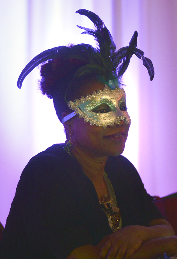 Katie Rickman | The Vindicator.Lisha Salter of Youngstown attends the Junior Civic League  4th AnnualMardi Gras Party at the Mahoning County Country Club in Liberty on Saturday, Feb. 21, 2015.