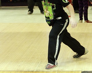 William D. Lewis The Vindicator  Landon Myers, 8,of Austintown bowls in a afters chhool youth bowling program at Camelot Lanes in Boardman