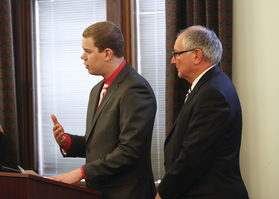        ROBERT K. YOSAY  | THE VINDICATOR.. John Dellick received 18 months of probation today and also must perform 160 hours of community service..Dellick was sentenced after pleading guilty Dec. 8 to aggravated assault and a misdemeanor assault charge. with him is Lawyer Samuel Amendolara.