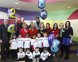       ROBERT K. YOSAY  | THE VINDICATOR..Bob Hannon President  of United Way of Youngstown and the Mahoning Valley a.m. at the Campbell K-7 School,announced  the results of the 2014 campaign. Representatives from the United Way staff and Board, as well as 2014 Campaign Co-Chairs, Ed & Chris Muransky,.
