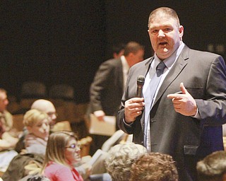 William D. Lewis The Vindicator  David Janofa, Poland School supt. during a 3/2/15 town hall meeting to discuss Poland schools.