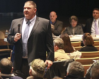 William D. Lewis The Vindicator  David Janofa, Poland School supt. during a 3/2/15 town hall meeting to discuss Poland schools.