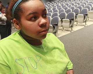 William D. Leiws The Vindicator  East hS student  Kayla Mitchell, 12th gparticipates in an anti bullying skit.