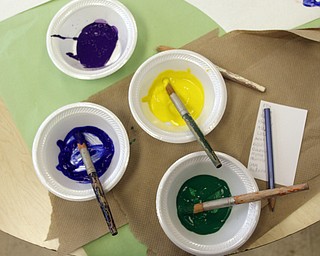        ROBERT K. YOSAY  | THE VINDICATOR..Poland Union Elementary pre school program .. will be expanded and moved to Poland North - Next school year .paint used to - as they make  a rainbow of hands..