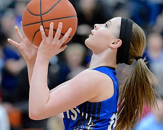 Jeff Lange | The Vindicator  Jackson Milton's Ashley Totani looks to the basket for two during the Lady Jays' matchup against Western Reserve, Saturday at Mineral Ridge.