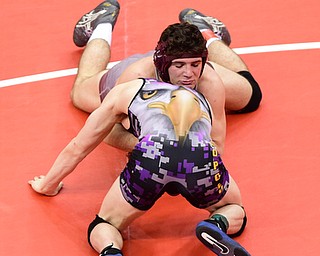 COLUMBUS, OHIO - MARCH 14, 2015: Anthony Mancini of Boardman controls the back of Travis Leopold of Avon during their 160lb Division 1 consolation round bout Saturday morning at Schottenstein Center. (Photo by David Dermer/Youngstown Vindicator)