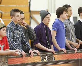        ROBERT K. YOSAY  | THE VINDICATOR..Students watch below as the teams compete one at a time...The 18th annual Northeast Ohio Robotics Education Program Competition took place at Beeghly Center at YSU.Eighteen teams from 11 schools from Mahoning, Trumbull counties competed,..