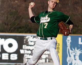       .         ROBERT  K. YOSAY | THE VINDICATOR..Girard @ Ursuline at Cene Park.. ..Reliever for Ursuline #7 John Hintz . delivers a pitch in the 6th innning....-30-