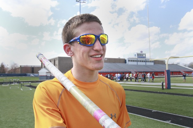 William D. Lewis | The Vindicator .Fitch pole vaulter Dylan Latone during practice.