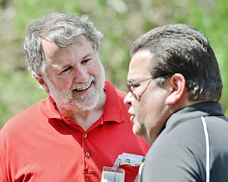 Jeff Lange | The Vindicator  MAY 4, 2015 - Tom Mirante, Waste Water Superintendent for Youngstown speaks about the chlorine leak with other officials during Morning's chlorine leak in Youngstown.