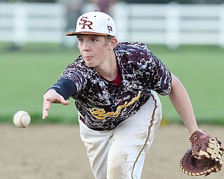 Jeff Lange | The Vindicator  MAY 6, 2015 - South Range first baseman Tyler Baird makes the toss to first to put out a Crestview batter in the top of the fourth inning of their game, Wednesday night at South Range High.