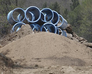        ROBERT K. YOSAY  | THE VINDICATOR..Replacing the water line (24 inch) is Kirila Construction along Rt11 in Canfield as work goes on to the west of the road..