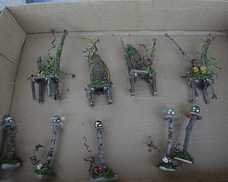        ROBERT K. YOSAY  | THE VINDICATOR..knick nack- s of itmes made from tree branches nad bark.. Fellows Riverside Gardens marked  National Public Gardens Day Friday with a plant sale, in the garden a new event every friday for childen Family Fun Fridays and of course seeing the gardens which are in full spring bloom..