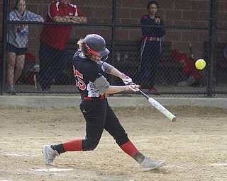 Katie Rickman | The Vindicator.Canfield's Rachel Tinkey (25) bats during the fourth inning against Girard at Canfield High School on May 12, 2015.