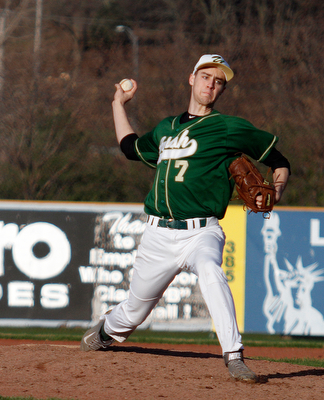       .         ROBERT  K. YOSAY | THE VINDICATOR..Girard @ Ursuline at Cene Park.. ..Reliever for Ursuline #7 John Hintz . delivers a pitch in the 6th innning....-30-