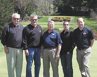 ROBERT K. YOSAY  | THE VINDICATOR
From left, Dr. Michael Burley, Joe Valvo, Garry Gasser, Jim Ferraro and Dana Balash are working to make the 2015 Annual Northeast Ohio Golf Classic Scramble a success.