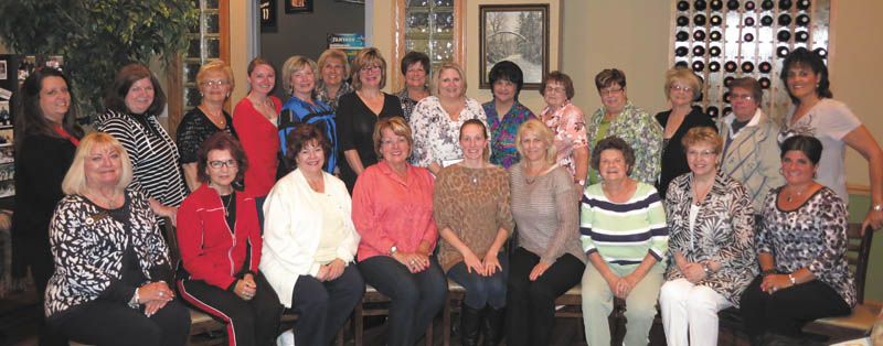 SPECIAL TO THE VINDICATOR
The GFWC Ohio Austintown Junior Women’s League conducted its May meeting at Yolo Grille & Taproom in Austintown. GFWC Northeast District President Esther Gartland inducted Janice Simmerman as the league’s recording secretary. Members had dinner and received service pins and certificates earned at the state convention in April. Seated, from left are Gartland, Ellen Kosa, Marye Kay Erickson, Marcia Denamen, Jessica Munger, Mary Toporcer, Jan Zoccali, Simmerman and Janet Polish. Standing are Mary Ann Herschel, Peggy Bennett, Nancy Jones, Alyssa Jones, Linda Jones, Paulette Dockry, Marie Dockry, Kathy Rusback, Colleen Miller, Bonnie Pannunzio, Shirley Schmidt, Judy Rodkey, Evie Moore, Deanna Hosey and Ruty Rodriguez-Patterson. 