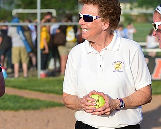 MASSILLON, OHIO - MAY 27, 2015: Head coach Cheryl Weaver of Champion smiles during an interview with the local media after Wednesday nights Regional Semi-Final game at Massillon High School. Champion won 6-5 in 9 innings. (Photo by David Dermer/Youngstown Vindicator)