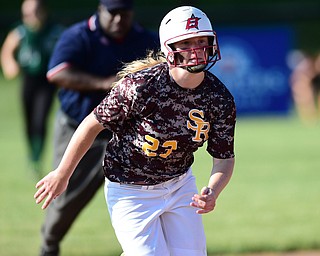 MASSILLON, OHIO - MAY 28, 2015: Base runner Madison Weaver #23 of South Range runs to third before heading home to score a run in the 6th inning during Thursday nights game at Massillon High School. (Photo by David Dermer/Youngstown Vindicator)