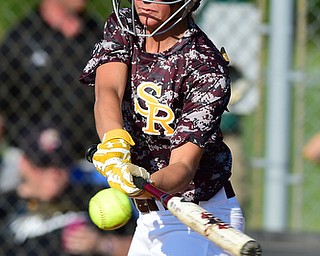 MASSILLON, OHIO - MAY 28, 2015: Morgan Czopur #20 of South Range makes contact with a ball during the bottom of the 6th inning during Thursday nights game at Massillon High School. (Photo by David Dermer/Youngstown Vindicator)