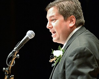 Jeff Lange | The Vindicator  MAY 28, 2015 - Harding superintendent Steve Chiaro speaks about the class of 2015 during Thursday's commencement ceremony at Packard Music Hall in Warren.