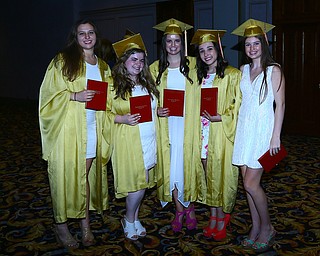 Mike Capps | The Vindicator.Cardinal MooneyÕs Samantha Ellis, Courtney Unger, Aimee Kearns, Hannah Estephan and Hallie Yerian proudly show their diplomas.