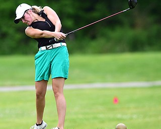 HUBBARD, OHIO - MAY 31, 2015: Alexa Tringhese of Columbiana tees off on the 2nd hole Sunday afternoon at Pine Lakes. (Photo by David Dermer/Youngstown Vindicator)