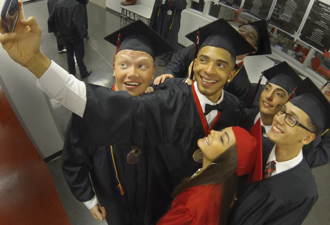 William D. Lewis The Vindicator  Campbell Memorial grads take a selfie before start of commencement ceremony 6-4-15 at Campbell HS. from left they are: William Morris, Nicholas Godoy, Ryan Luciano, Javier Troncoso and Thalia Sandoval.