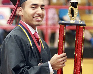 William D. Lewis The Vindicator  Campbell Memorial valedictorian George Encarnacion Jr. is awarded a trophy during commencement ceremony 6-4-15 at Campbell HS.