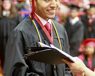 William D. Lewis The Vindicator  Campbell Memorial 2015 valedictorian George Encarnacion Jr. is awarded his diploma during commencement ceremony 6-4-15 at Campbell HS.