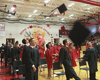 William D. Lewis The Vindicator  Campbell Memorial grads toss their caps during commencement ceremony 6-4-15 at Campbell HS.