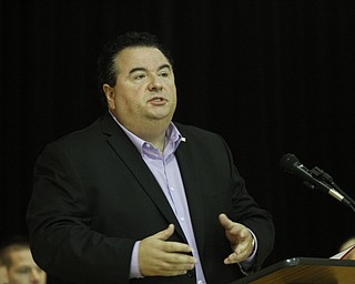        ROBERT K. YOSAY  | THE VINDICATOR.. Anthony Traficanti - county commisioner gives the commencement speech  Mahoning County High School graduation.the former  P.S. Berry School,