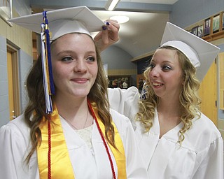 William D Lewis The Vindicator  Twin sisters and Jackson Milton grads Samantha, left, and Cheyenne LaRose prior to Fridy 6-5-15 ceremony at JM HS.