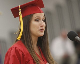       .         ROBERT  K. YOSAY | THE VINDICATOR..Senior Farewell bu Marina Pavlichich (ok) senior class president. Over 300 Austintown Fitch graduates received their diplomas at Saturday Morning commencement in the High School Gym..-30-
