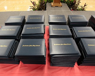       .         ROBERT  K. YOSAY | THE VINDICATOR..300 diplomas in waiting. Over 300 Austintown Fitch graduates received their diplomas at Saturday Morning commencement in the High School Gym..-30-