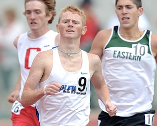 Jeff Lange | The Vindicator  JUNE 6, 2015 - Maplewood's Derek Morrison (9) leads the group during the boys 1,600 meter race during Saturday's 2015 state track and field tournament held at Jesse Owens Memorial Stadium in Columbus.
