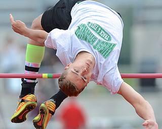 Jeff Lange | The Vindicator  JUNE 6, 2015 - West Branch's Zach Robbins clears the bar with ease during warmups Saturday morning prior to the start of the DII boys high jump event during Saturday's 2015 state track and field tournament held at Jesse Owens Memorial Stadium in Columbus.