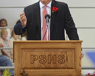 Katie Rickman | The Vindicator.Eric Spiegel gives the commencement address at Poland High School commencement on Sunday June 7, 2015.