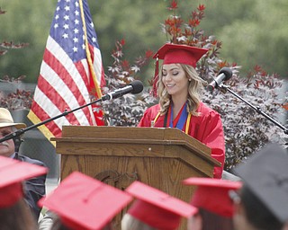       .         ROBERT  K. YOSAY | THE VINDICATOR..Mia Battaglia gave the class address..Canfield High School Graduation on the football field in Canfield..-30-