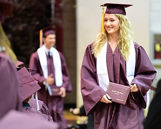 BOARDMAN, OHIO - JUNE 7, 2015: Amanda Lipke smiles after receiving her diploma during the Boardman High School commencement ceremony Sunday Afternoon at Boardman High School. (Photo by David Dermer/Youngstown Vindicator)