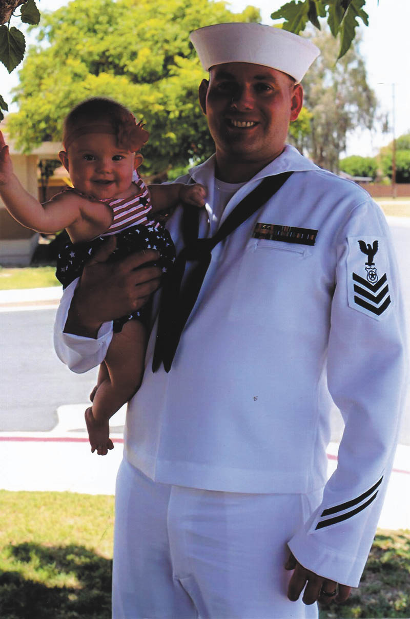 I am Francesca Mae Dutton with my dad, Master-at-arms First Class Kenneth Dutton Jr. We live in El Centro, Calif. and are celebrating our first Father’s Day. Not only does he protect me, but he defends my country too. He’s my hero! Sent by Eleanor Dutton of Poland.