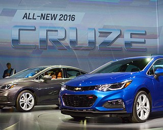 Katie Rickman | The Vindicator.The 2016 Cruze was unveiled in Detroit, Michigan on June 24, 2015. Featured here are two variations of the Cruze. The dark gray Cruze features a two-toned interior while the blue featured a solid color.