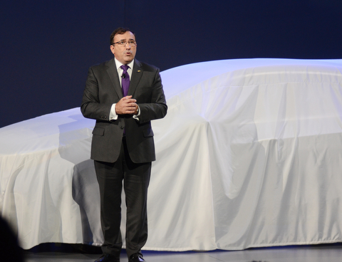 Katie Rickman | The VindicatorAlan Batey Executive Vice President and President, North America GM discusses the 2016 Cruze prior to its unveiling in Detroit Michigan June 24, 2015.