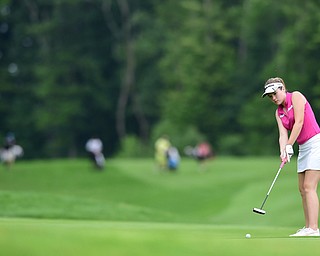 HUBBARD, OHIO - JUNE 26, 2015: Morgan McGowan of Hubbard follows through on her putt on the 13th hole Friday afternoon at Pine Lakes during a Vindy Greatest Golfer qualifying Tournament. DAVID DERMER | THE VINDICATOR