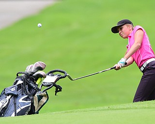 BOARDMAN, OHIO - JULY 1, 2015: Taylor Vassis of Vienna chips on to the green from the fairway on the 8th hole at Mill Creek Golf Course Wednesday afternoon during a Vindy Greatest Golfer qualifying Tournament. DAVID DERMER | THE VINDICATOR