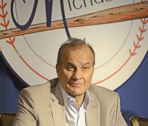Katie Rickman | The Vindicator.Joe Torre speaks the the media about The Magic of Michael benefit and Hirschbeck Foundation prior to the event which was in the honor of Michael Hirschbeck, Johns son.
